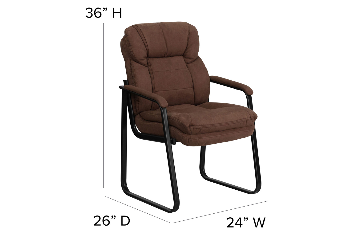 BLNK™ Isla Microfiber Executive Side Reception Chair with Lumbar Support and Sled Base - Brown