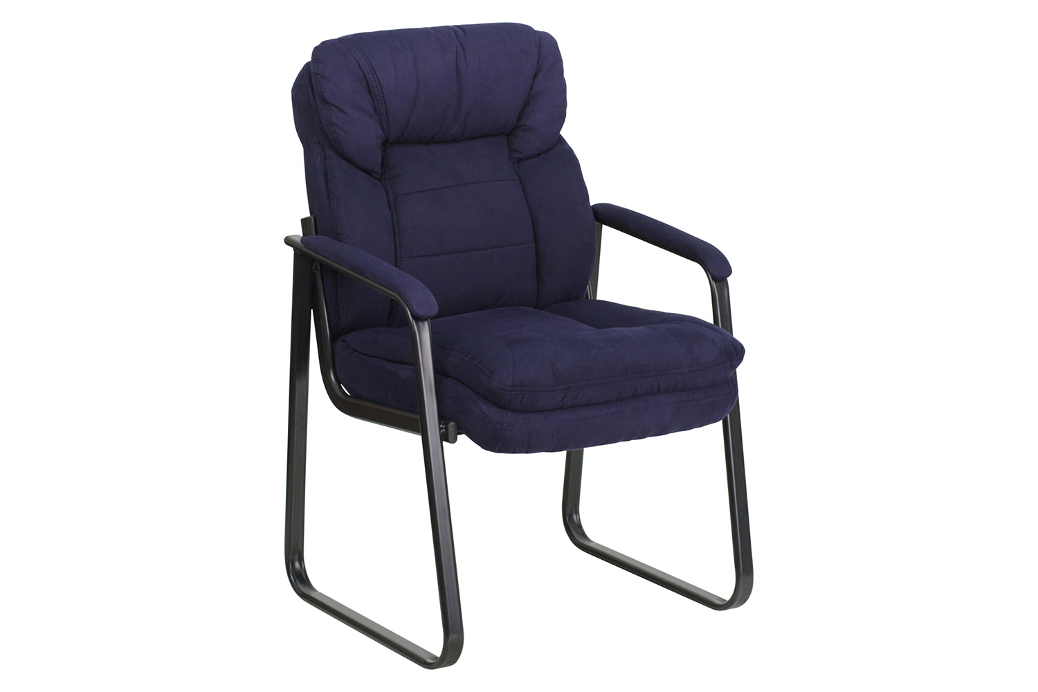 BLNK™ Isla Microfiber Executive Side Reception Chair with Lumbar Support and Sled Base - Navy