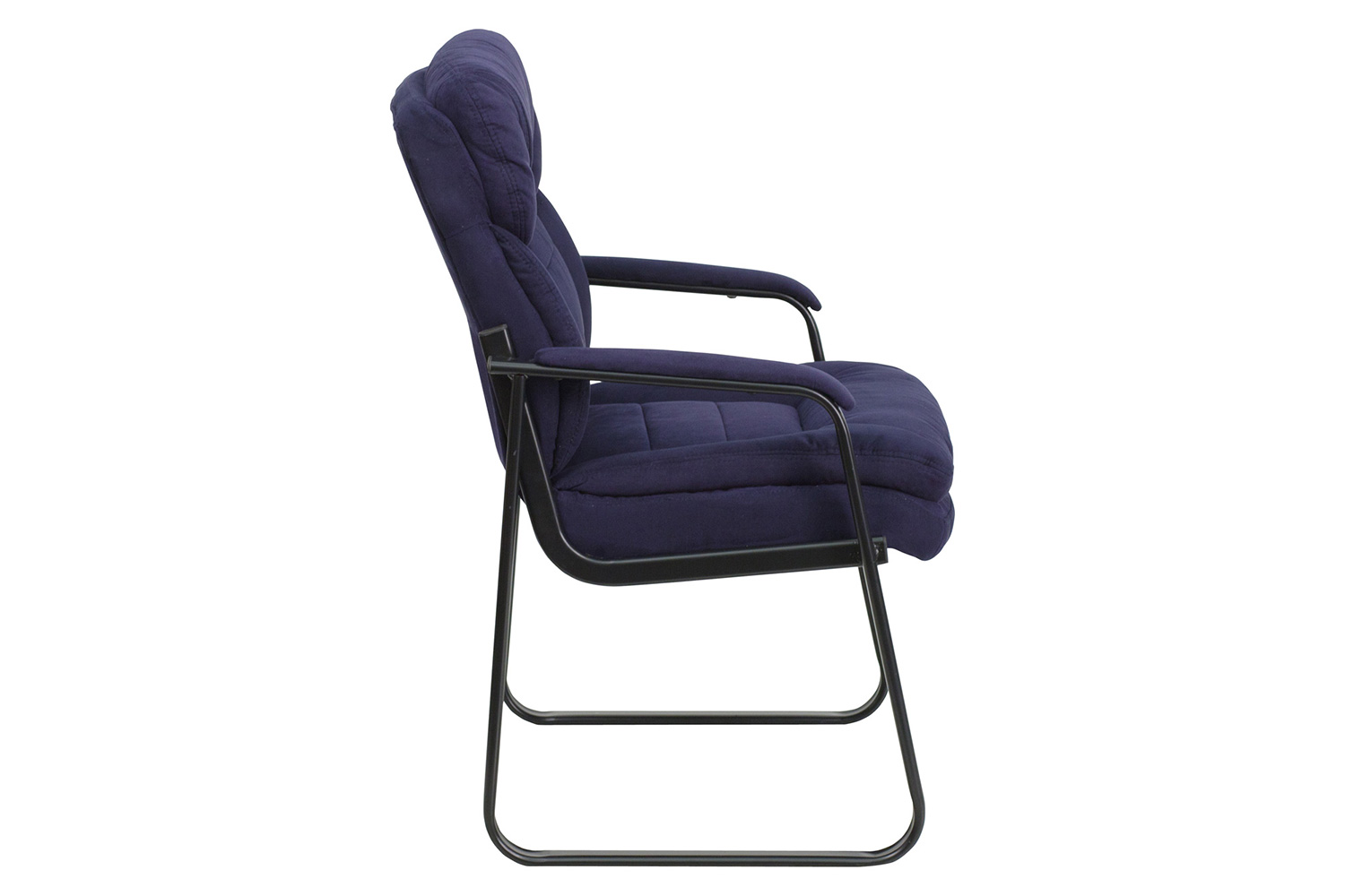 BLNK™ Isla Microfiber Executive Side Reception Chair with Lumbar Support and Sled Base - Navy