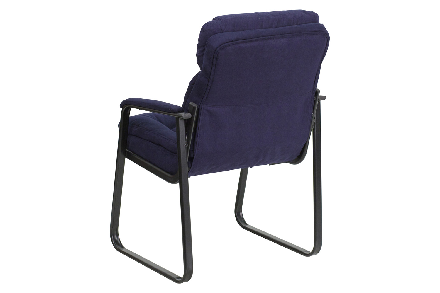 BLNK™ Isla Microfiber Executive Side Reception Chair with Lumbar Support and Sled Base - Navy