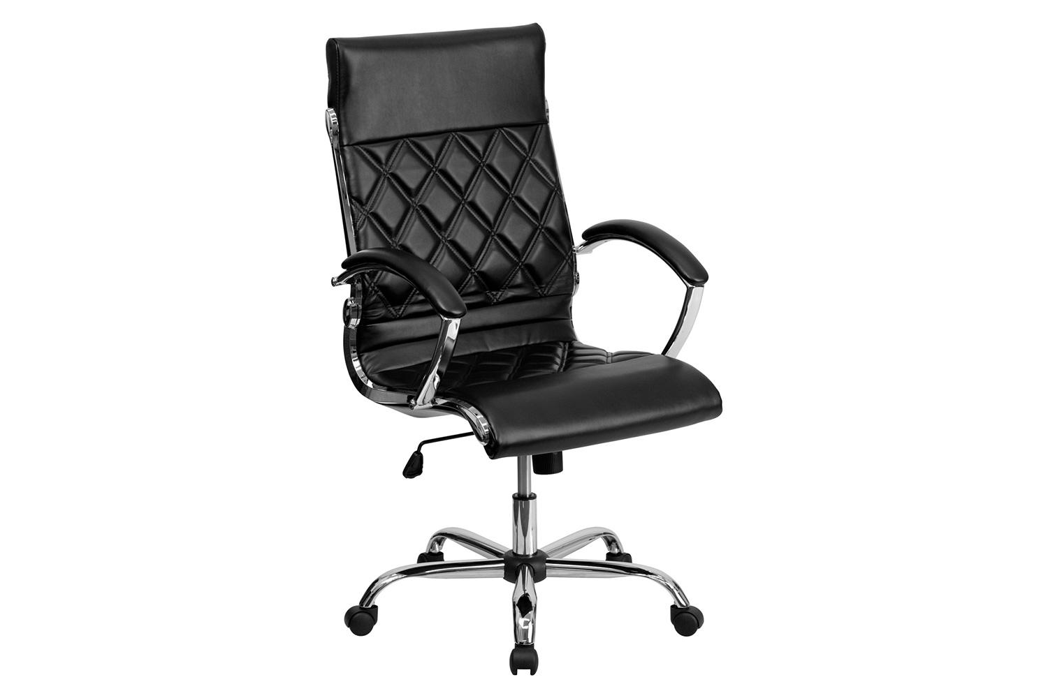 BLNK Merideth LeatherSoft High-Back Designer Quilted Executive Swivel Office Chair with Chrome Base and Arms