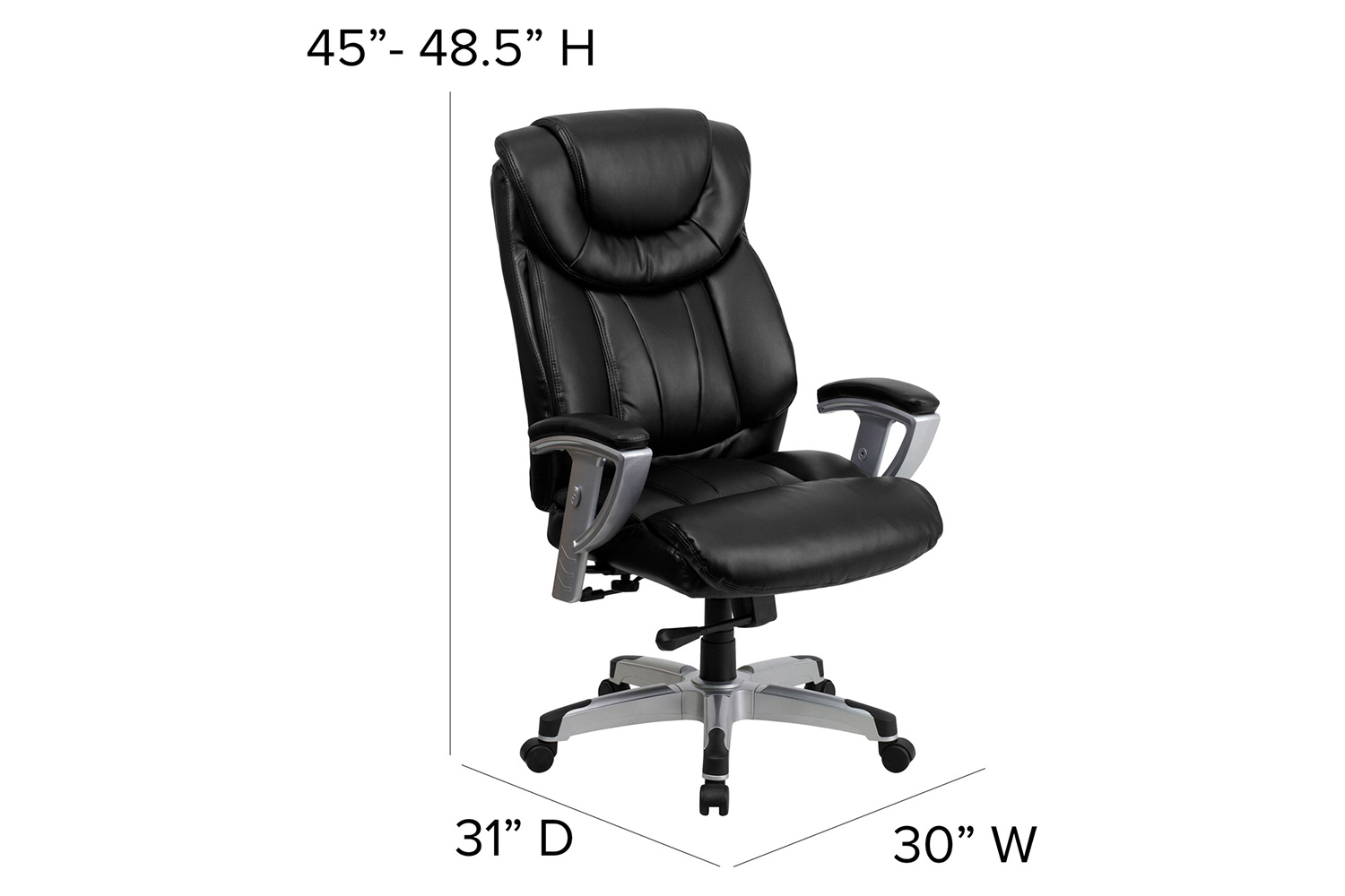 BLNK - HERCULES Series LeatherSoft Executive Ergonomic Office Chair with Silver Adjustable Arms