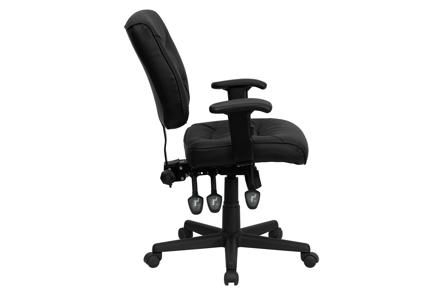 BLNK Cole LeatherSoft Mid-Back Black Multifunction Swivel Ergonomic Task Office Chair