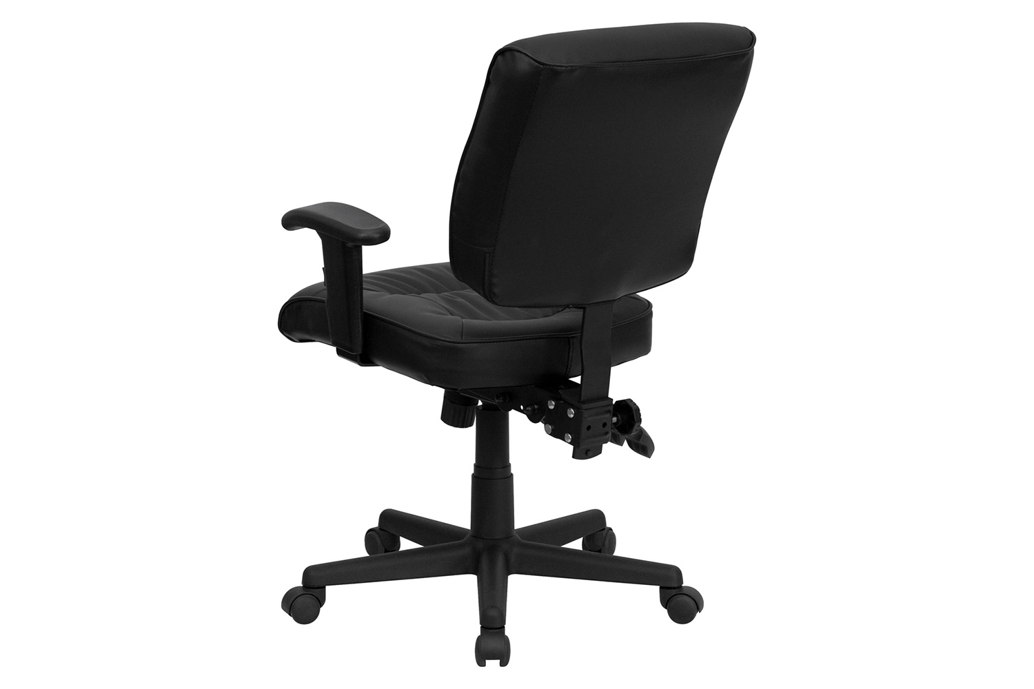 BLNK Cole LeatherSoft Mid-Back Black Multifunction Swivel Ergonomic Task Office Chair - with Adjustable Arms