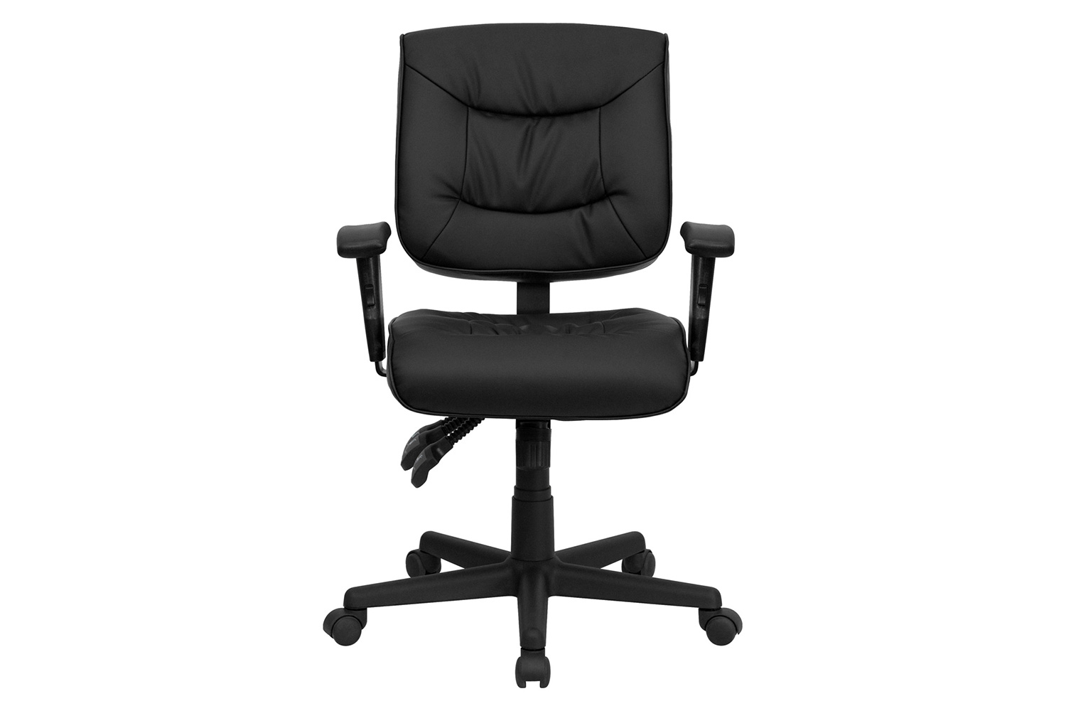 BLNK Cole LeatherSoft Mid-Back Black Multifunction Swivel Ergonomic Task Office Chair - with Adjustable Arms