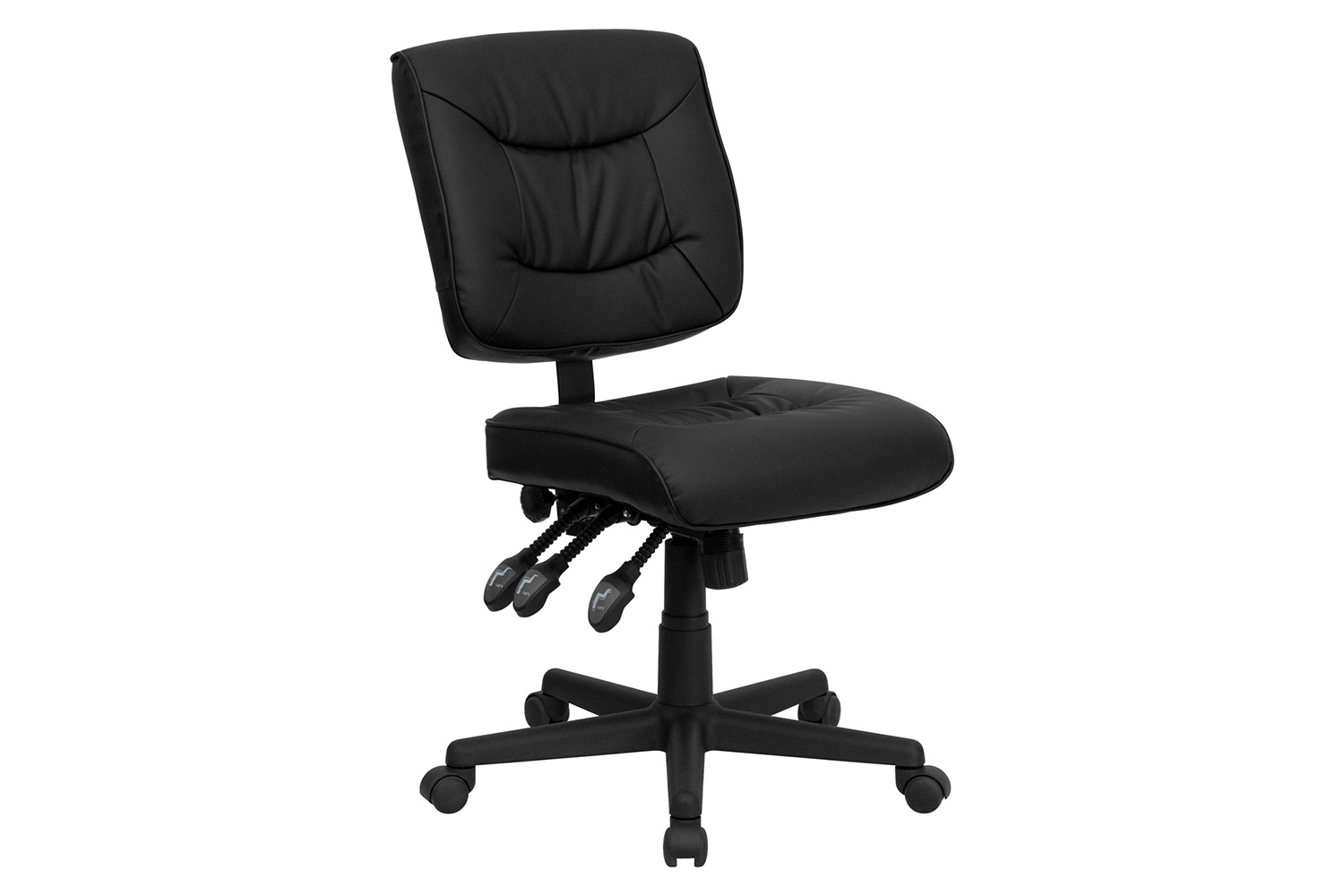 BLNK Cole LeatherSoft Mid-Back Black Multifunction Swivel Ergonomic Task Office Chair