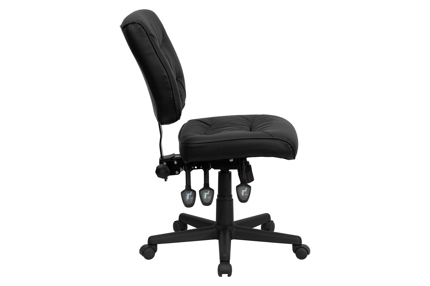 BLNK Cole LeatherSoft Mid-Back Black Multifunction Swivel Ergonomic Task Office Chair