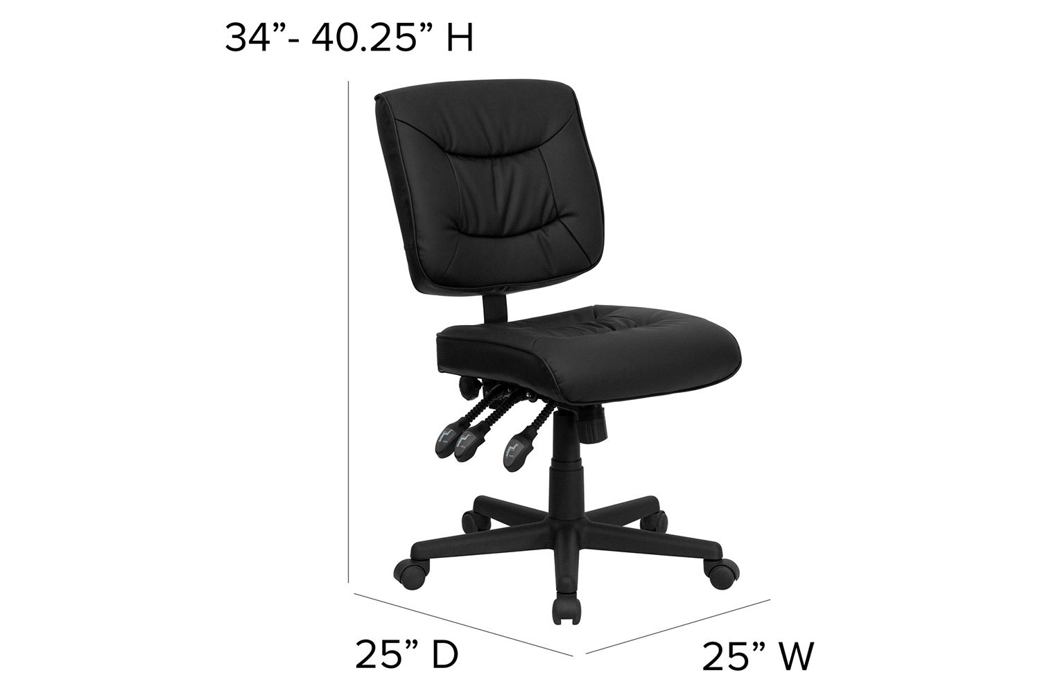 BLNK Cole LeatherSoft Mid-Back Black Multifunction Swivel Ergonomic Task Office Chair