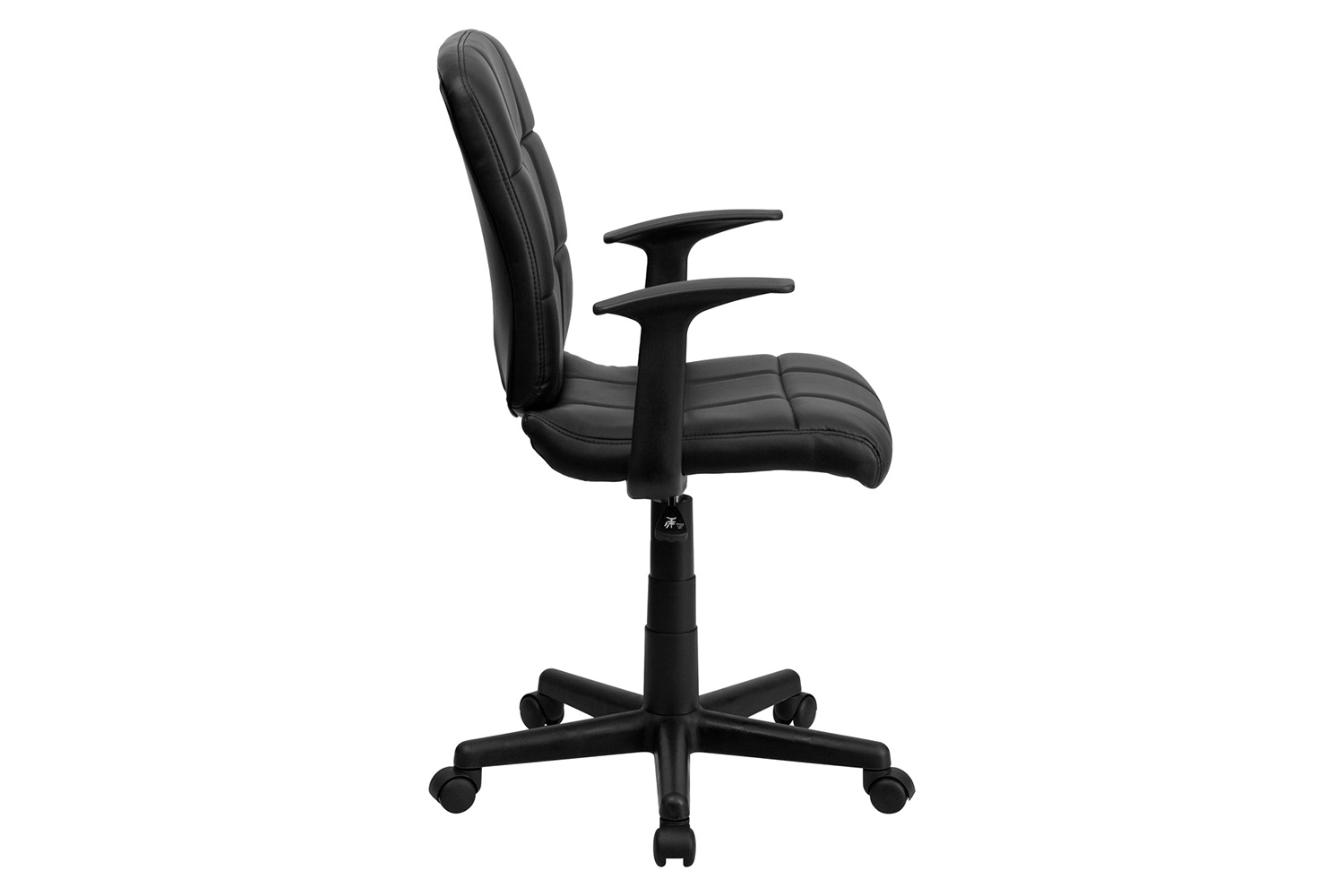 BLNK Clayton Vinyl Mid-Back Quilted Swivel Task Office Chair - Black, with Arms