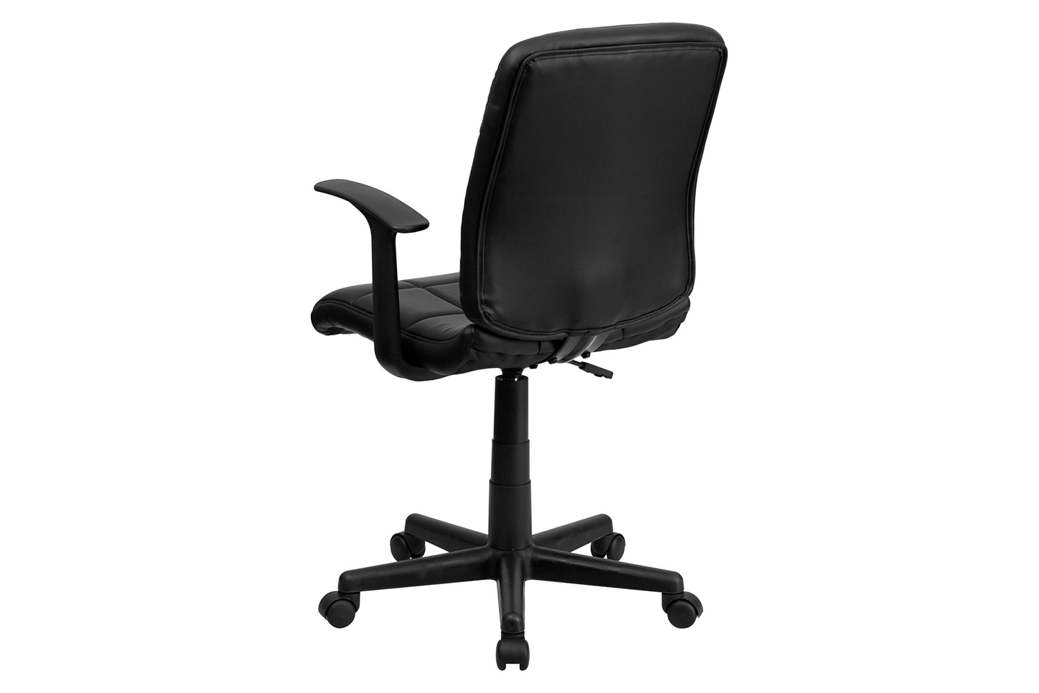 BLNK Clayton Vinyl Mid-Back Quilted Swivel Task Office Chair - Black, with Arms