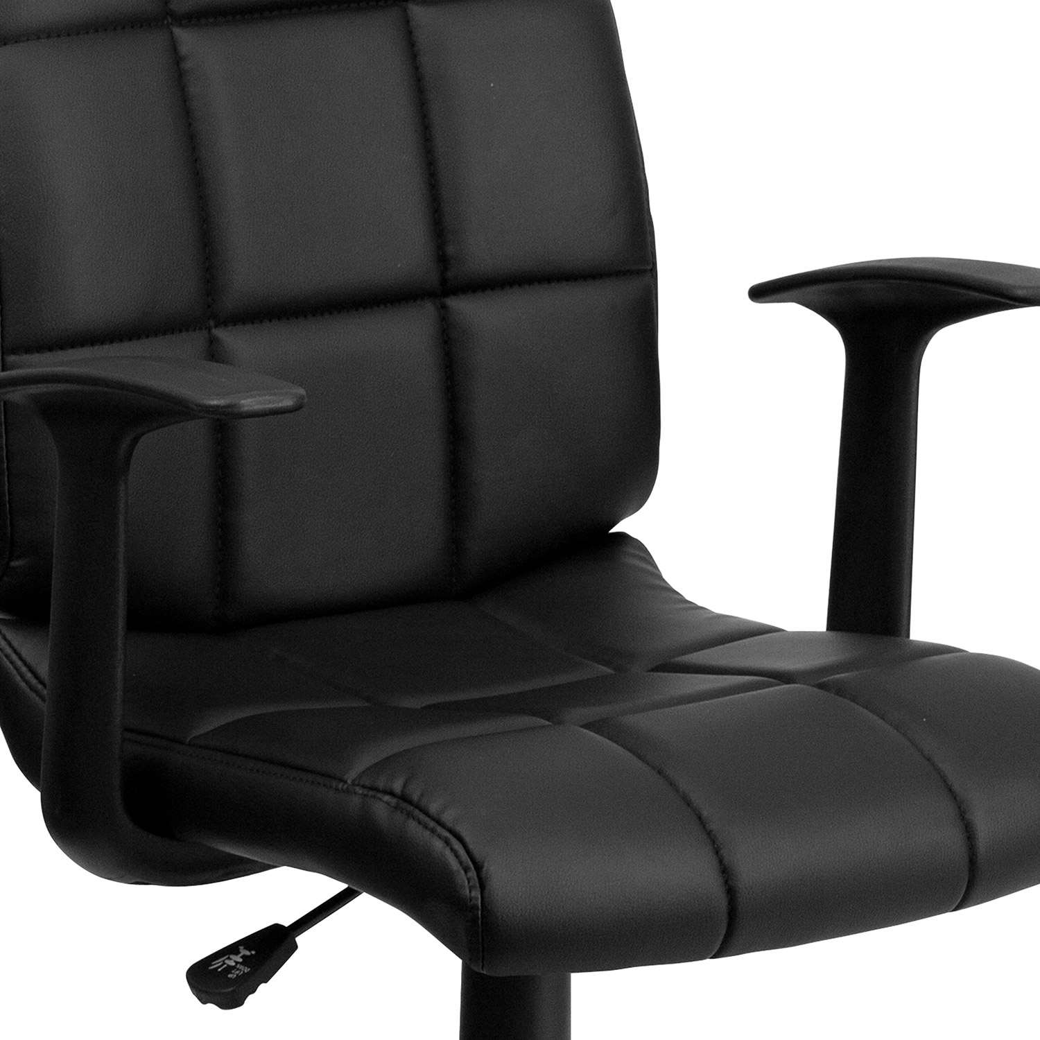 BLNK Clayton Vinyl Mid-Back Quilted Swivel Task Office Chair - Black, with Arms