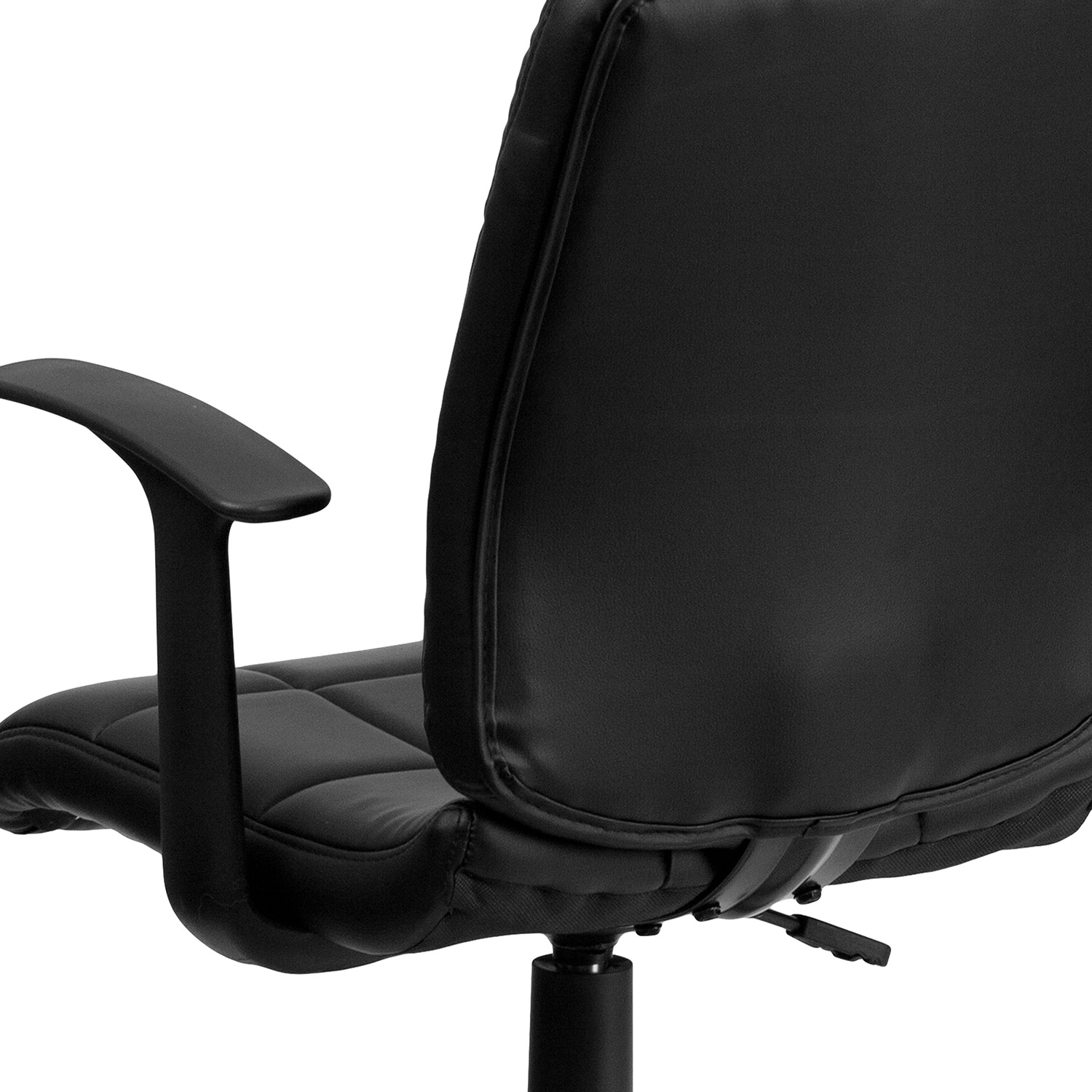 BLNK Clayton Vinyl Mid-Back Quilted Swivel Task Office Chair - Black, with Arms