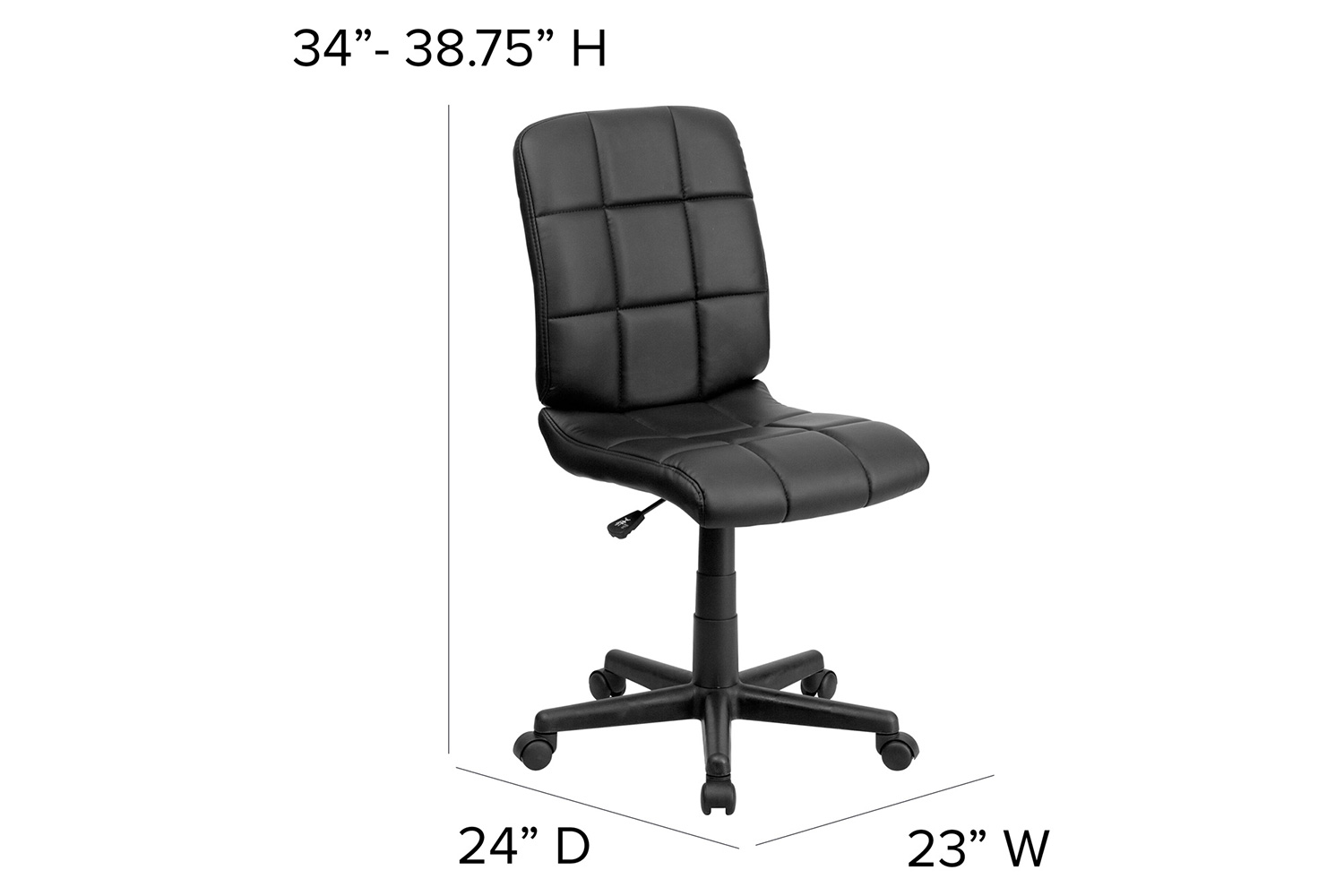 BLNK Clayton Vinyl Mid-Back Quilted Swivel Task Office Chair - Black