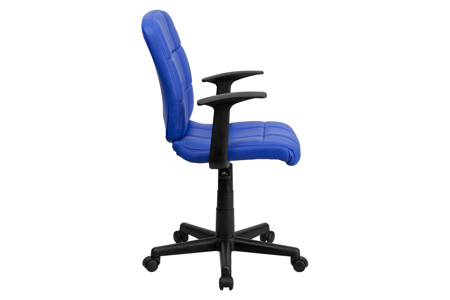 BLNK Clayton Vinyl Mid-Back Quilted Swivel Task Office Chair - Blue, with Arms