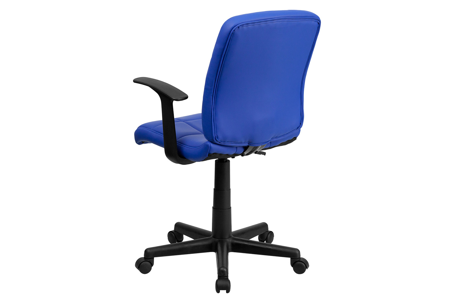 BLNK Clayton Vinyl Mid-Back Quilted Swivel Task Office Chair - Blue, with Arms