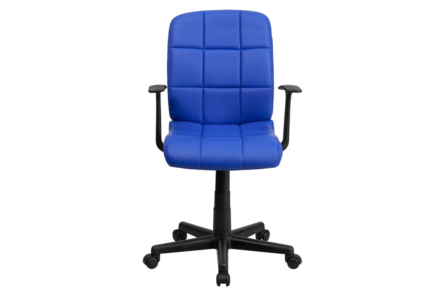 BLNK Clayton Vinyl Mid-Back Quilted Swivel Task Office Chair - Blue, with Arms