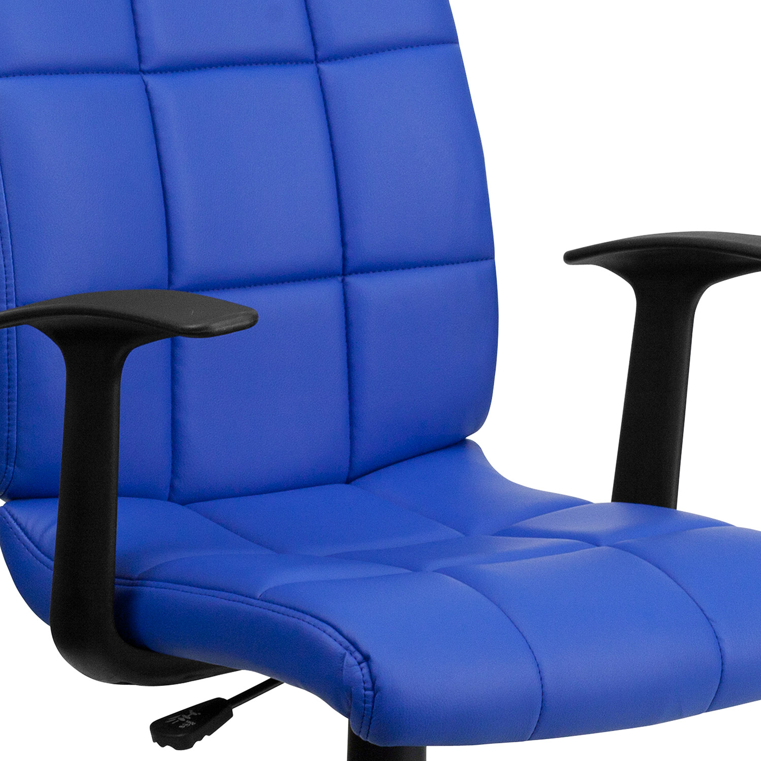 BLNK Clayton Vinyl Mid-Back Quilted Swivel Task Office Chair - Blue, with Arms