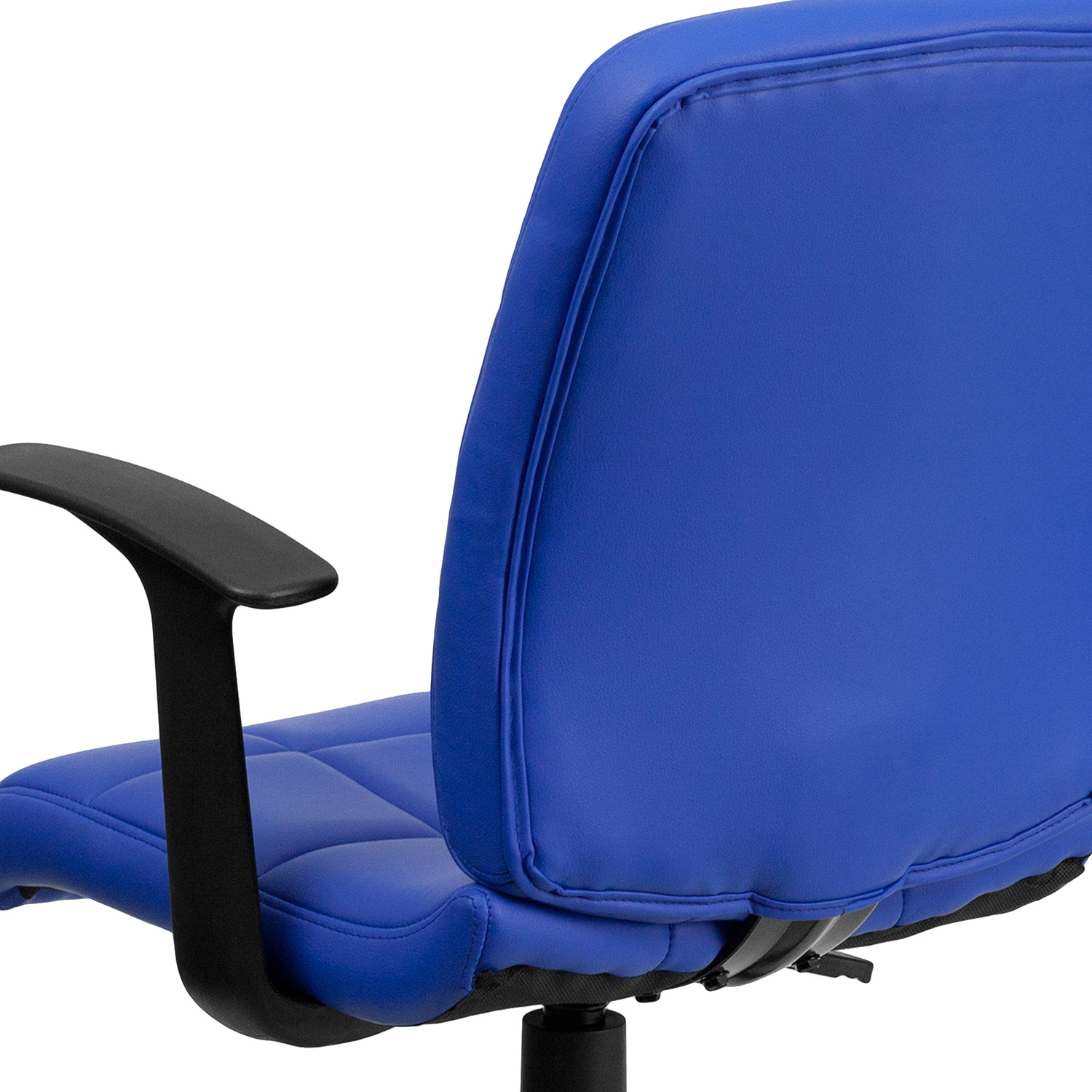 BLNK Clayton Vinyl Mid-Back Quilted Swivel Task Office Chair - Blue, with Arms