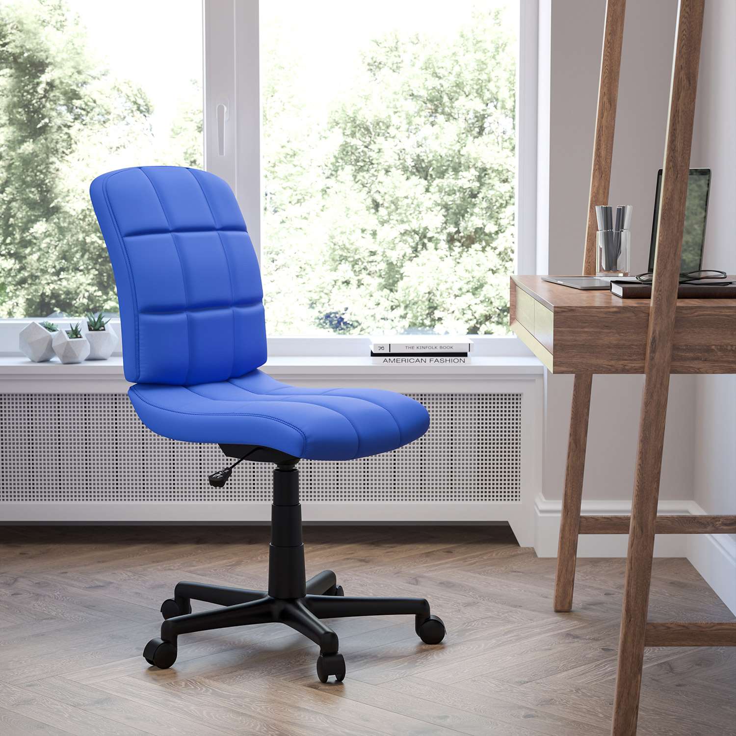 BLNK Clayton Vinyl Mid-Back Quilted Swivel Task Office Chair