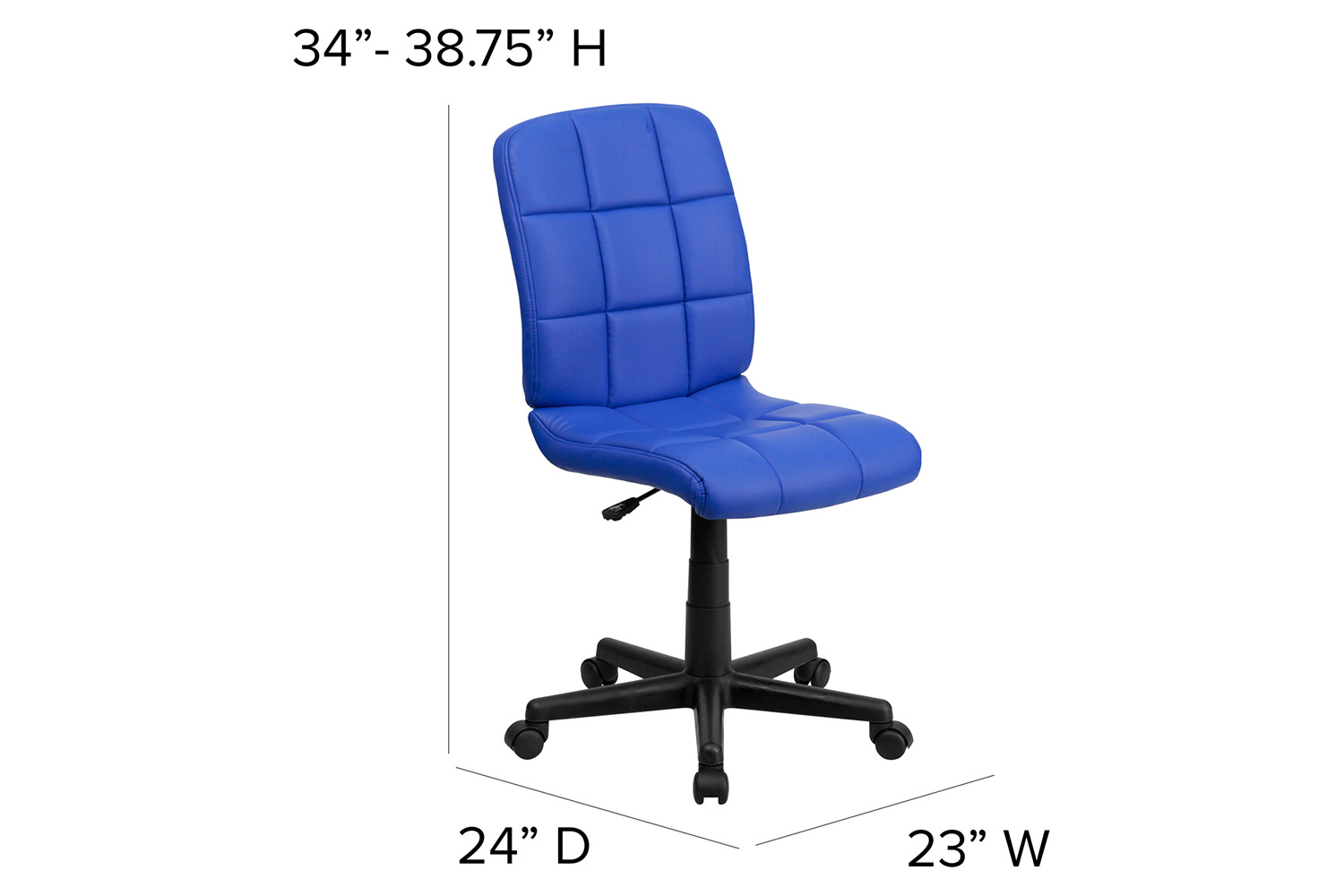 BLNK Clayton Vinyl Mid-Back Quilted Swivel Task Office Chair - Blue