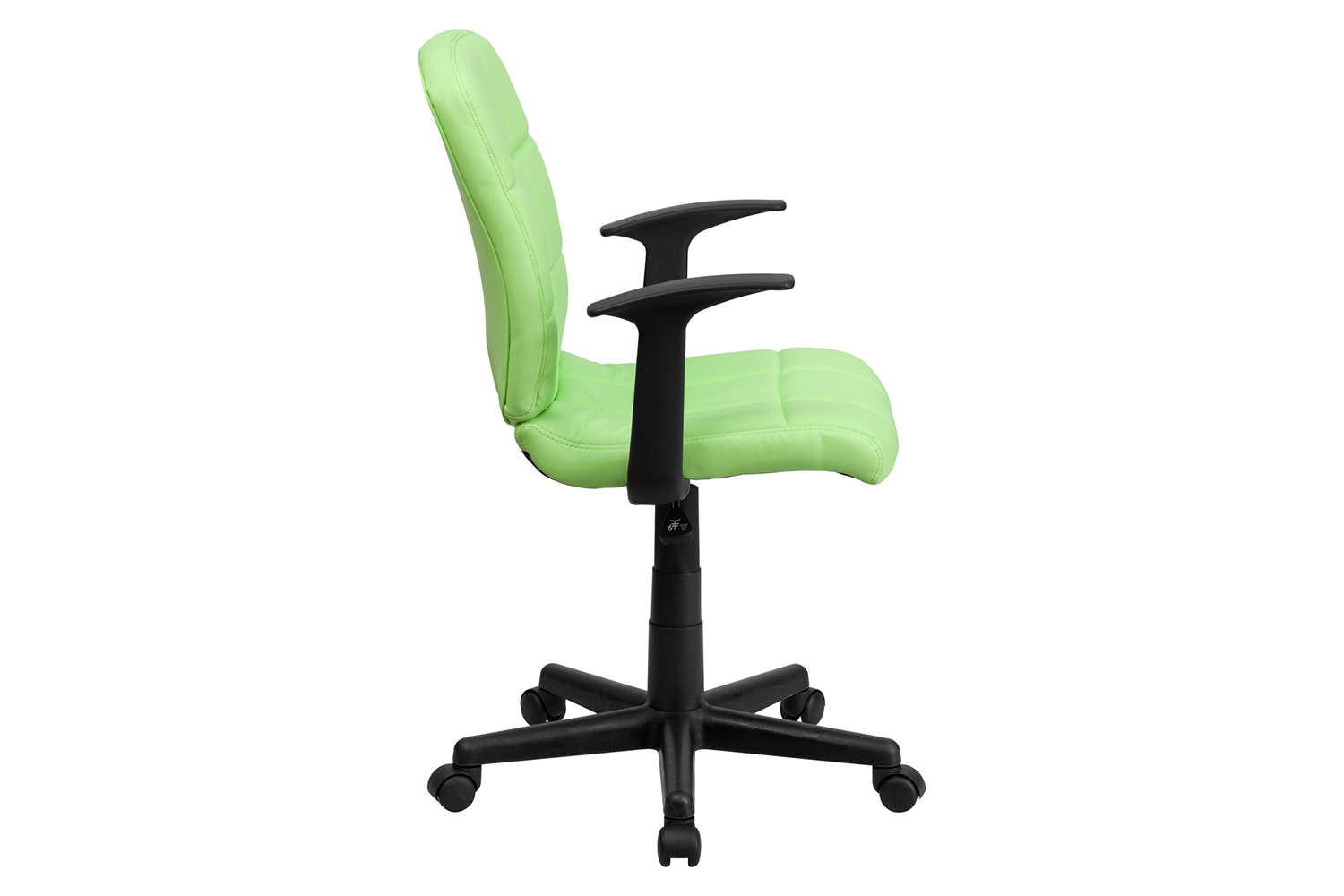 BLNK Clayton Vinyl Mid-Back Quilted Swivel Task Office Chair - Green, with Arms