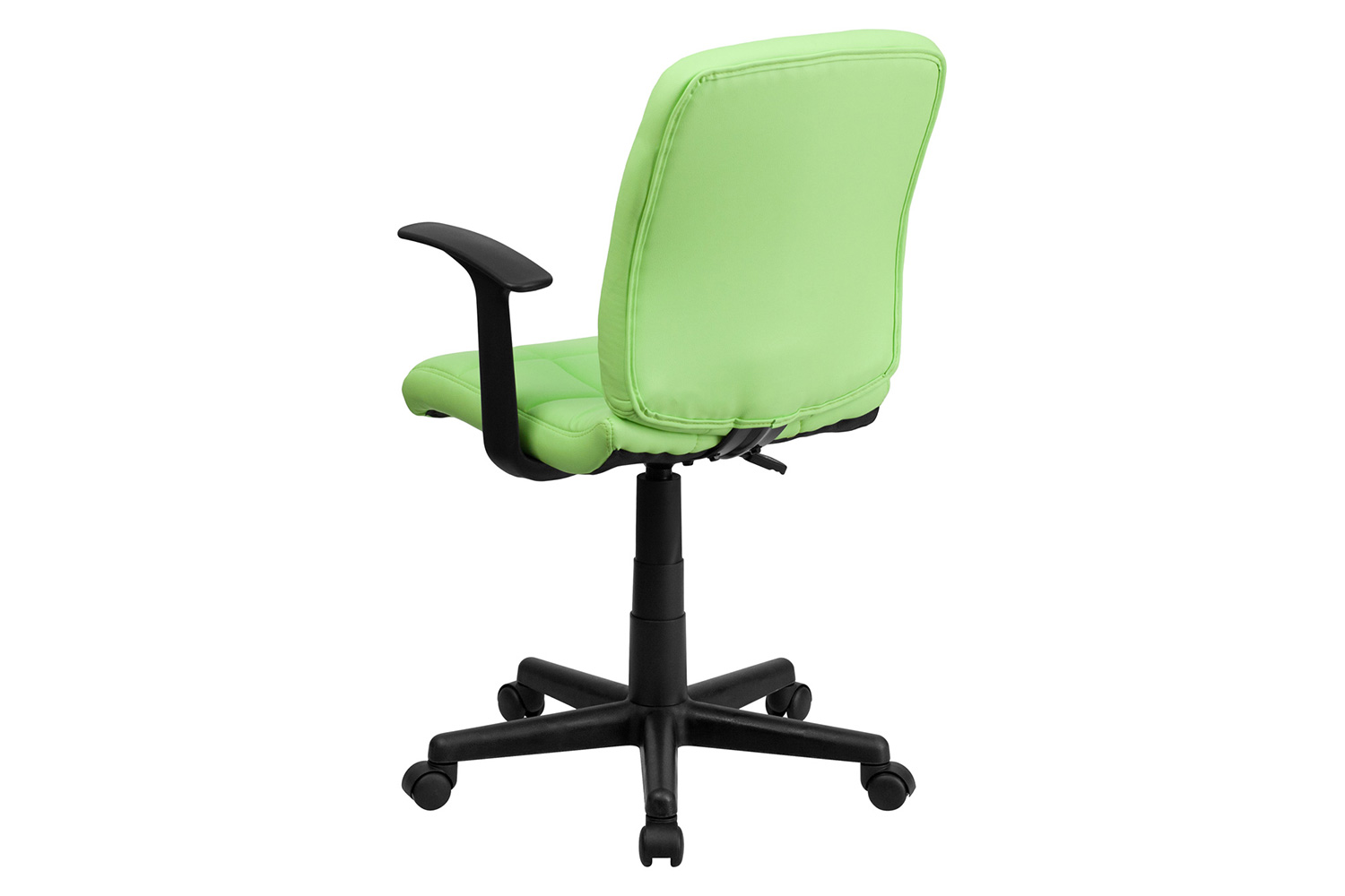 BLNK Clayton Vinyl Mid-Back Quilted Swivel Task Office Chair - Green, with Arms