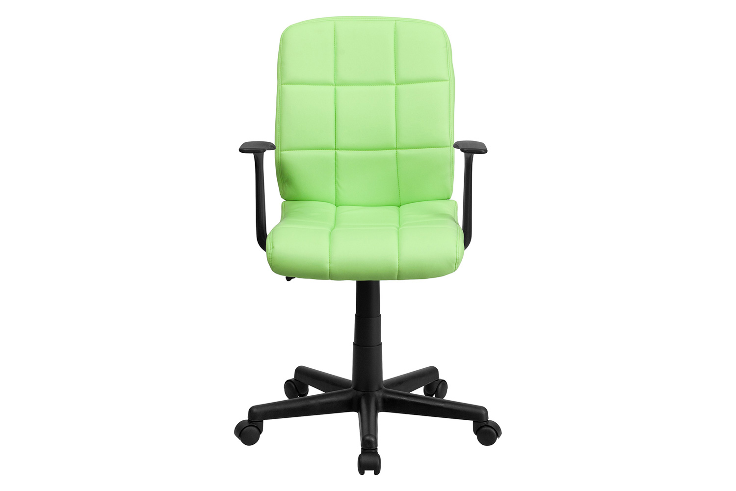 BLNK Clayton Vinyl Mid-Back Quilted Swivel Task Office Chair - Green, with Arms