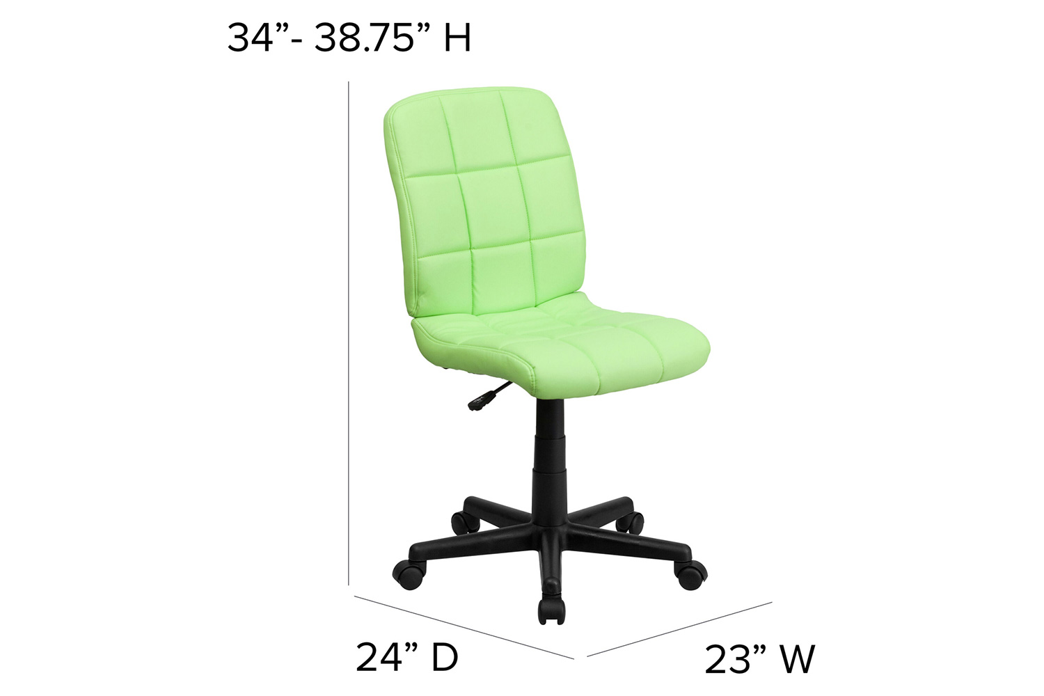 BLNK Clayton Vinyl Mid-Back Quilted Swivel Task Office Chair - Green