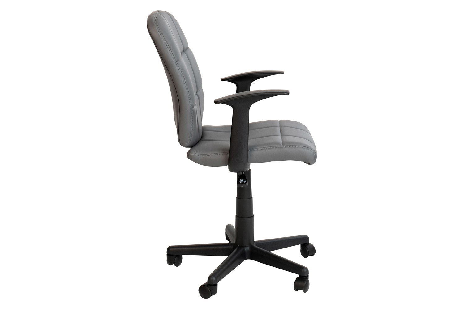 BLNK Clayton Vinyl Mid-Back Quilted Swivel Task Office Chair - Gray, with Arms