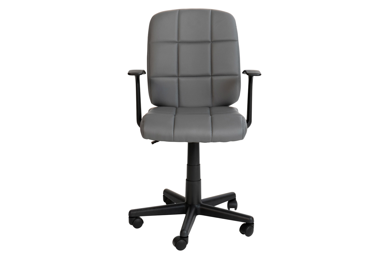 BLNK Clayton Vinyl Mid-Back Quilted Swivel Task Office Chair - Gray, with Arms