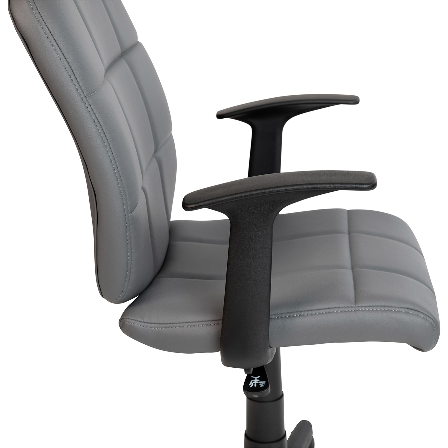 BLNK Clayton Vinyl Mid-Back Quilted Swivel Task Office Chair - Gray, with Arms