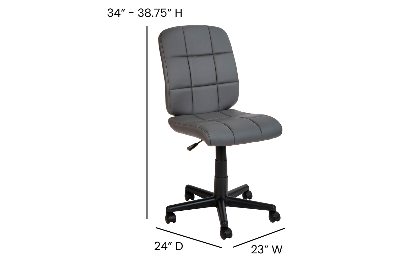 BLNK Clayton Vinyl Mid-Back Quilted Swivel Task Office Chair - Gray