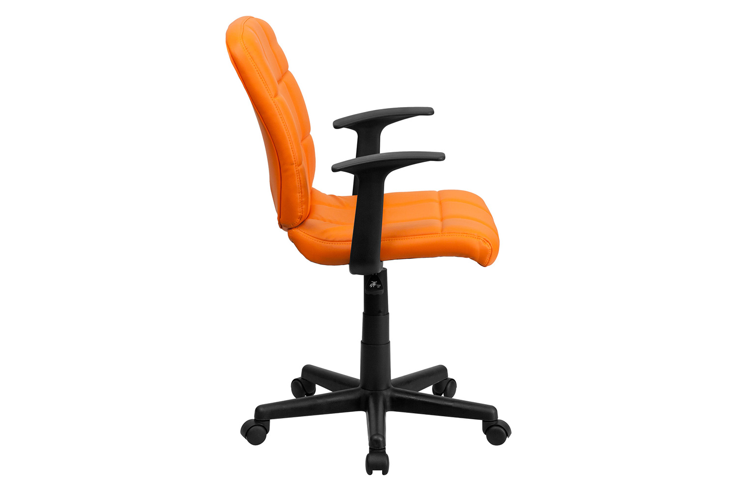 BLNK Clayton Vinyl Mid-Back Quilted Swivel Task Office Chair - Orange, with Arms