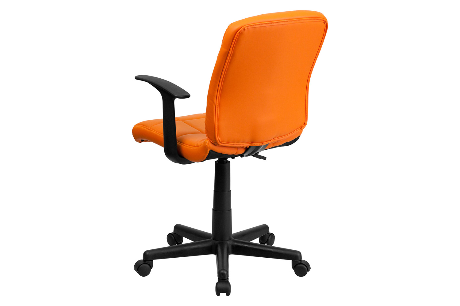 BLNK Clayton Vinyl Mid-Back Quilted Swivel Task Office Chair - Orange, with Arms