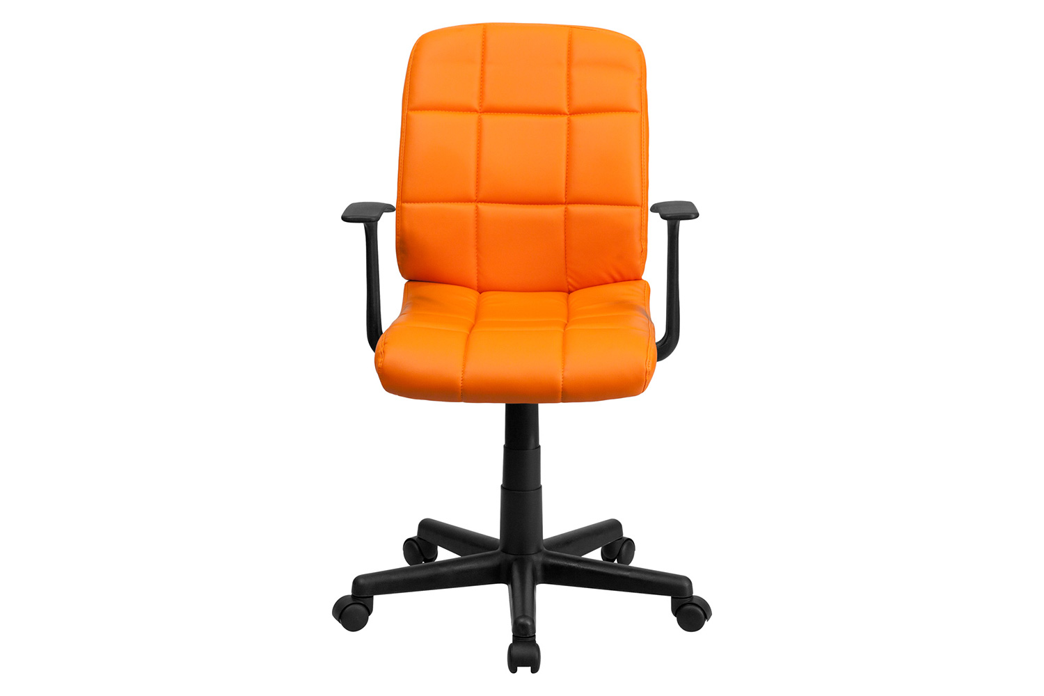 BLNK Clayton Vinyl Mid-Back Quilted Swivel Task Office Chair - Orange, with Arms