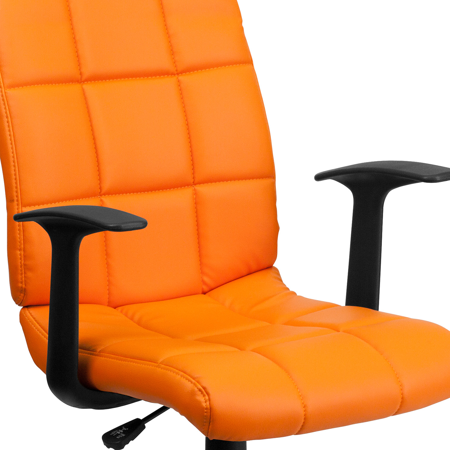 BLNK Clayton Vinyl Mid-Back Quilted Swivel Task Office Chair - Orange, with Arms