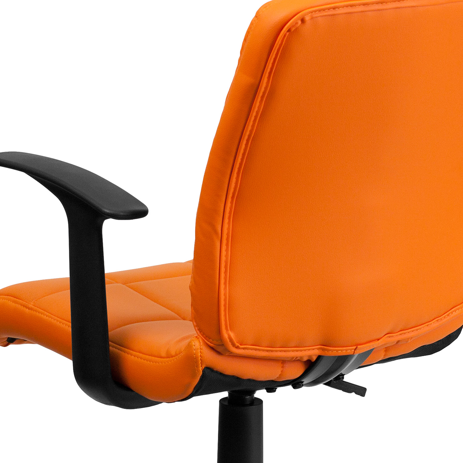 BLNK Clayton Vinyl Mid-Back Quilted Swivel Task Office Chair - Orange, with Arms