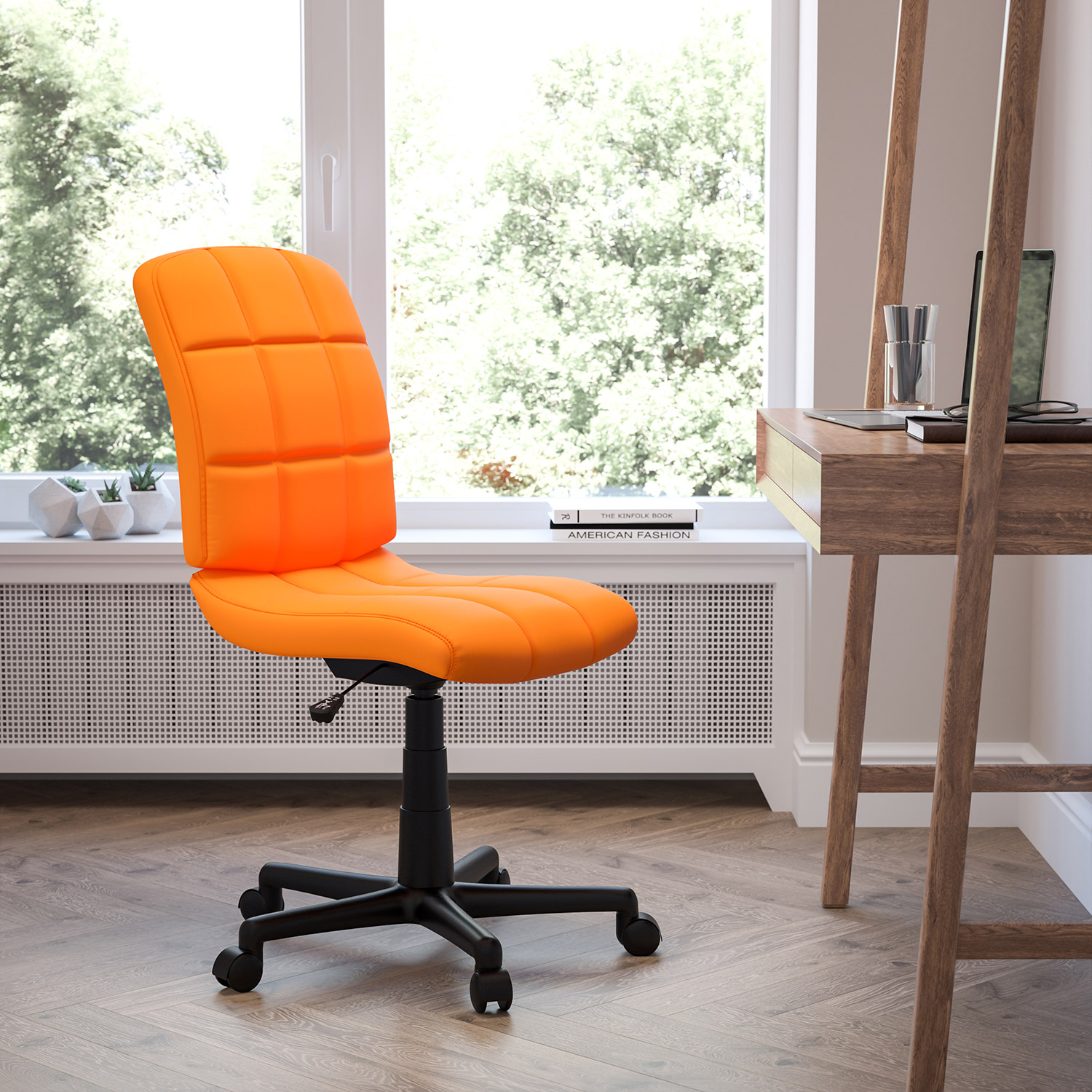 BLNK Clayton Vinyl Mid-Back Quilted Swivel Task Office Chair