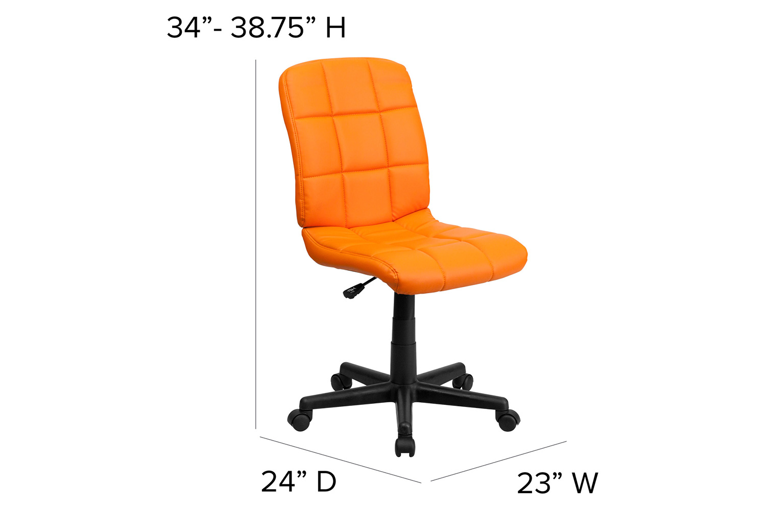 BLNK Clayton Vinyl Mid-Back Quilted Swivel Task Office Chair - Orange