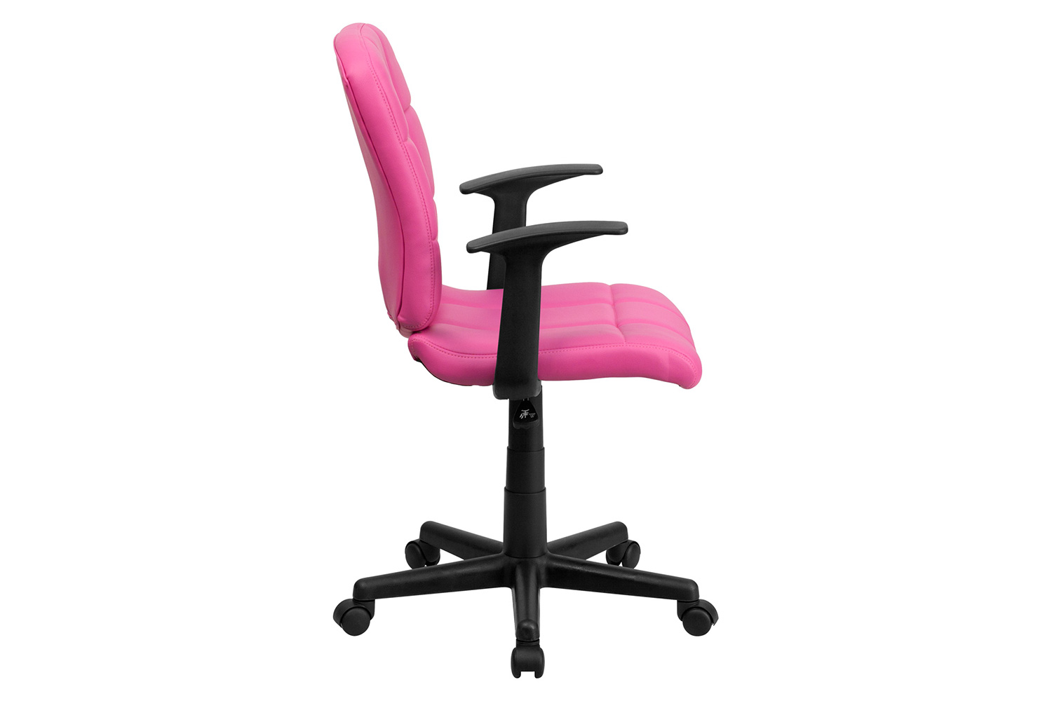 BLNK Clayton Vinyl Mid-Back Quilted Swivel Task Office Chair - Pink, with Arms