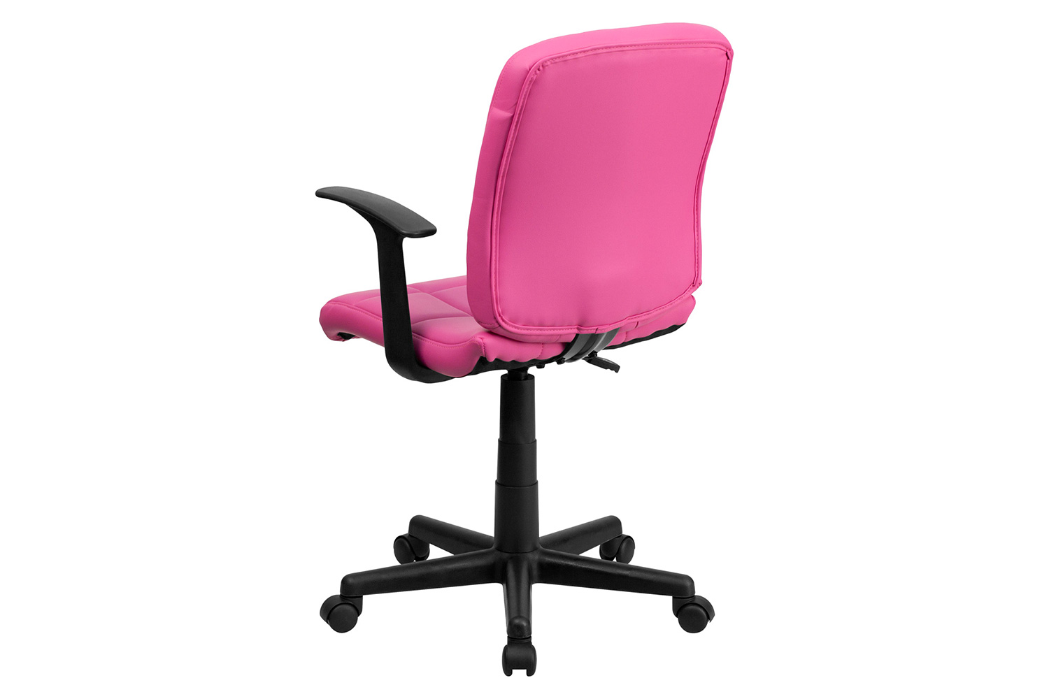 BLNK Clayton Vinyl Mid-Back Quilted Swivel Task Office Chair - Pink, with Arms