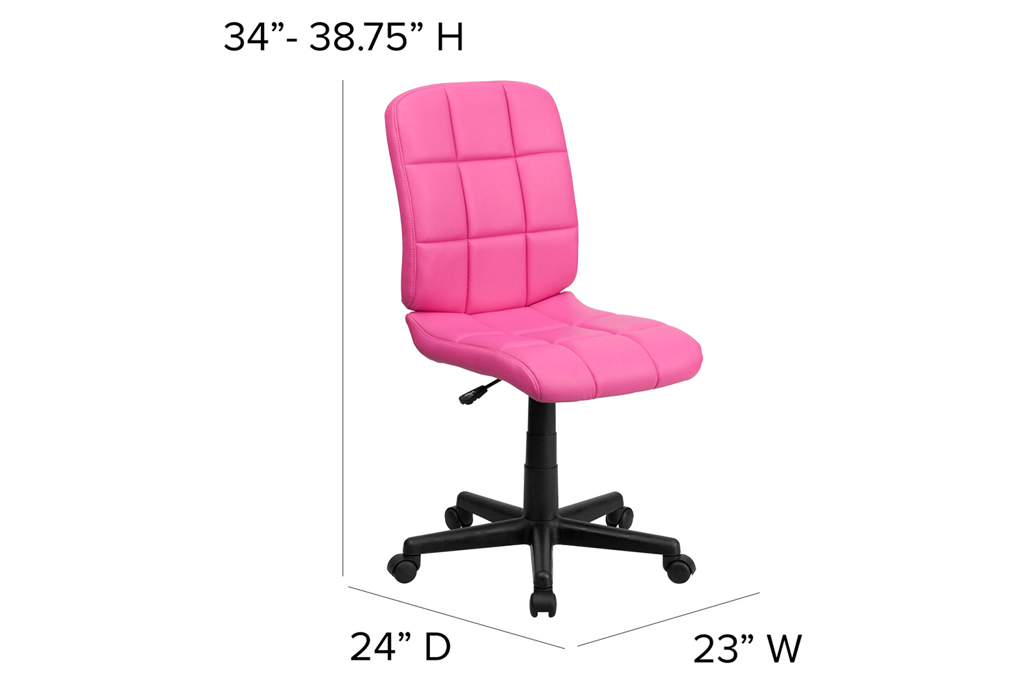 BLNK Clayton Vinyl Mid-Back Quilted Swivel Task Office Chair - Pink