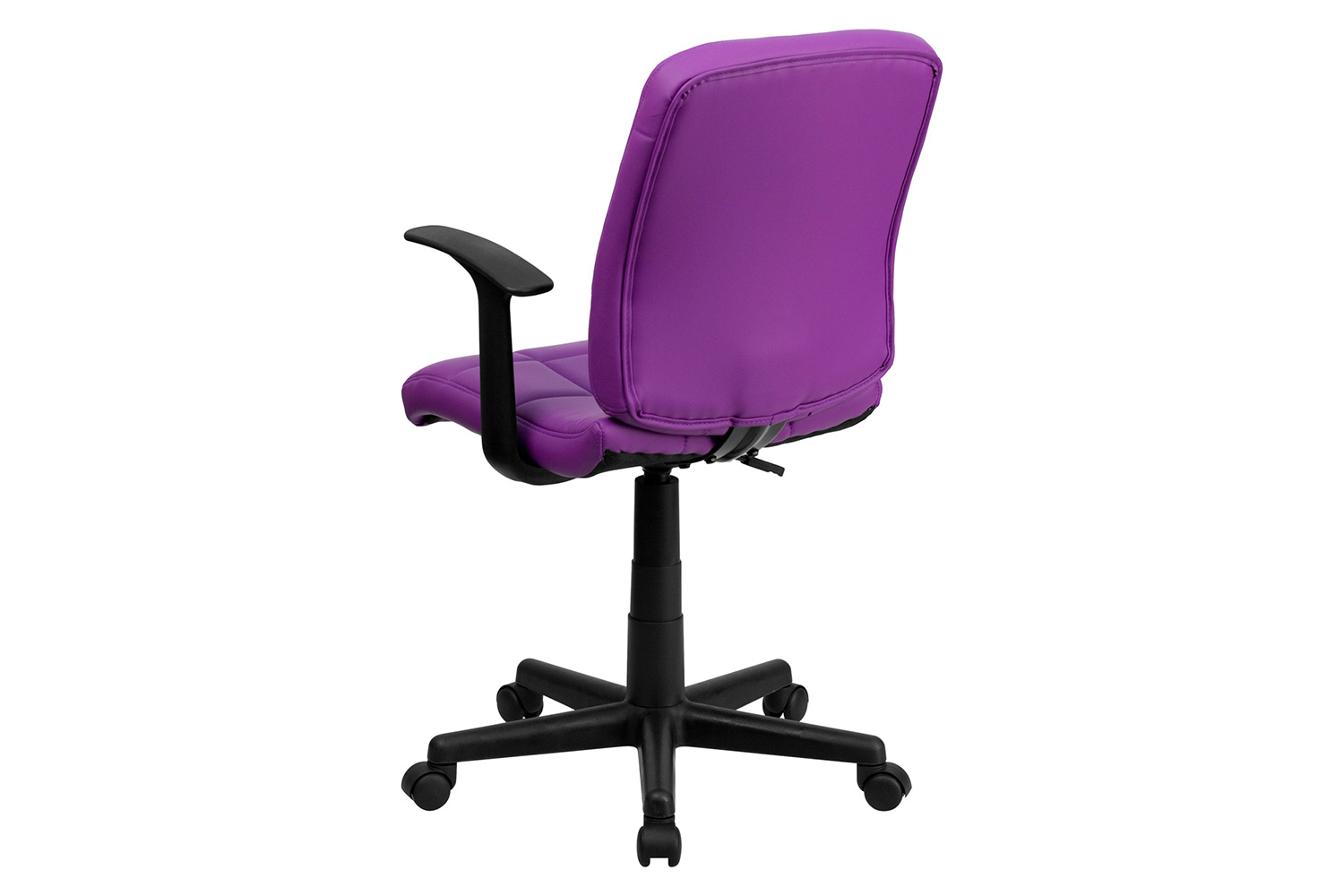 BLNK Clayton Vinyl Mid-Back Quilted Swivel Task Office Chair - Purple, with Arms