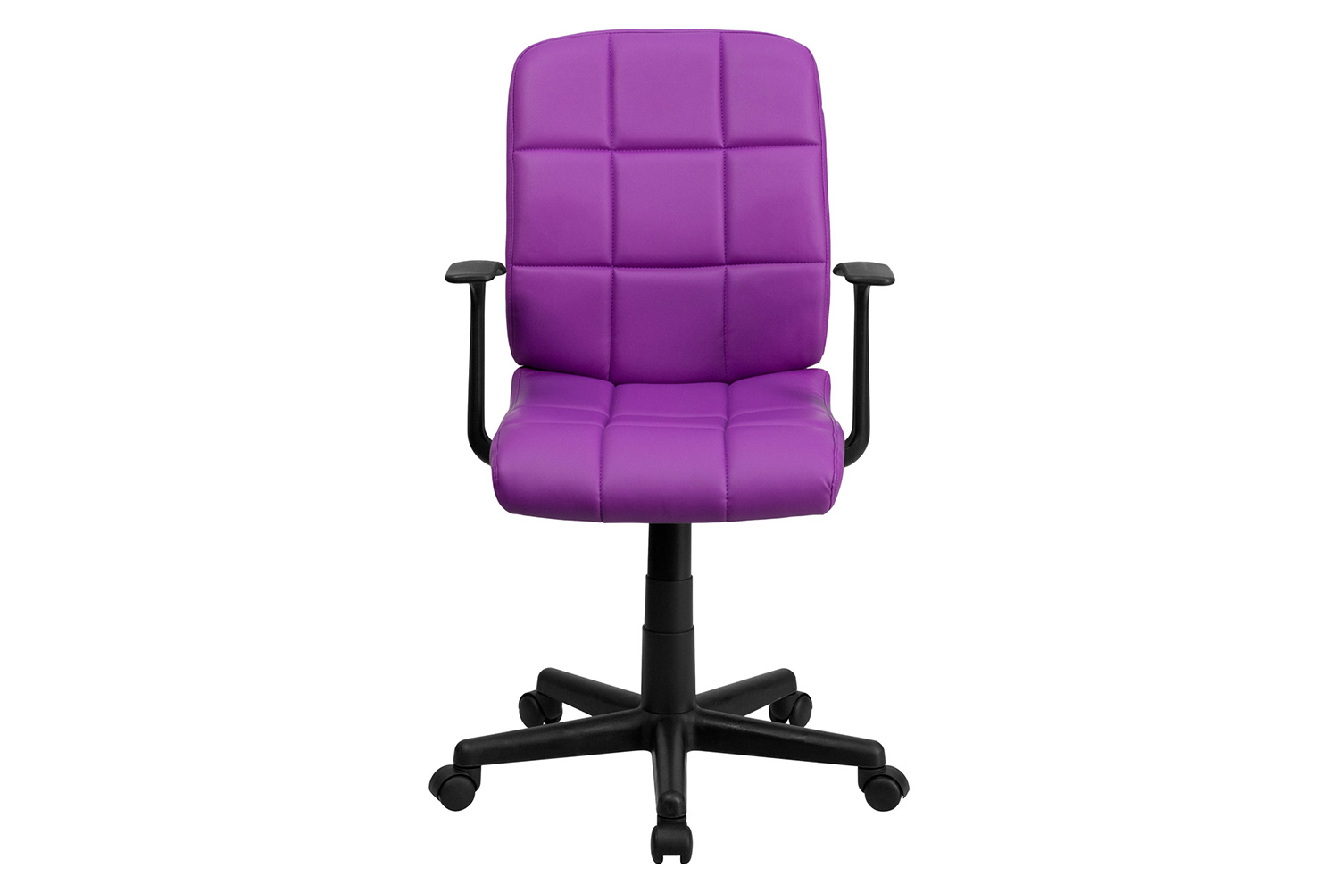 BLNK Clayton Vinyl Mid-Back Quilted Swivel Task Office Chair - Purple, with Arms