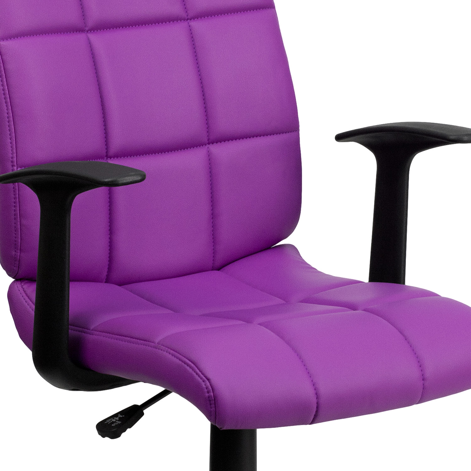 BLNK Clayton Vinyl Mid-Back Quilted Swivel Task Office Chair - Purple, with Arms