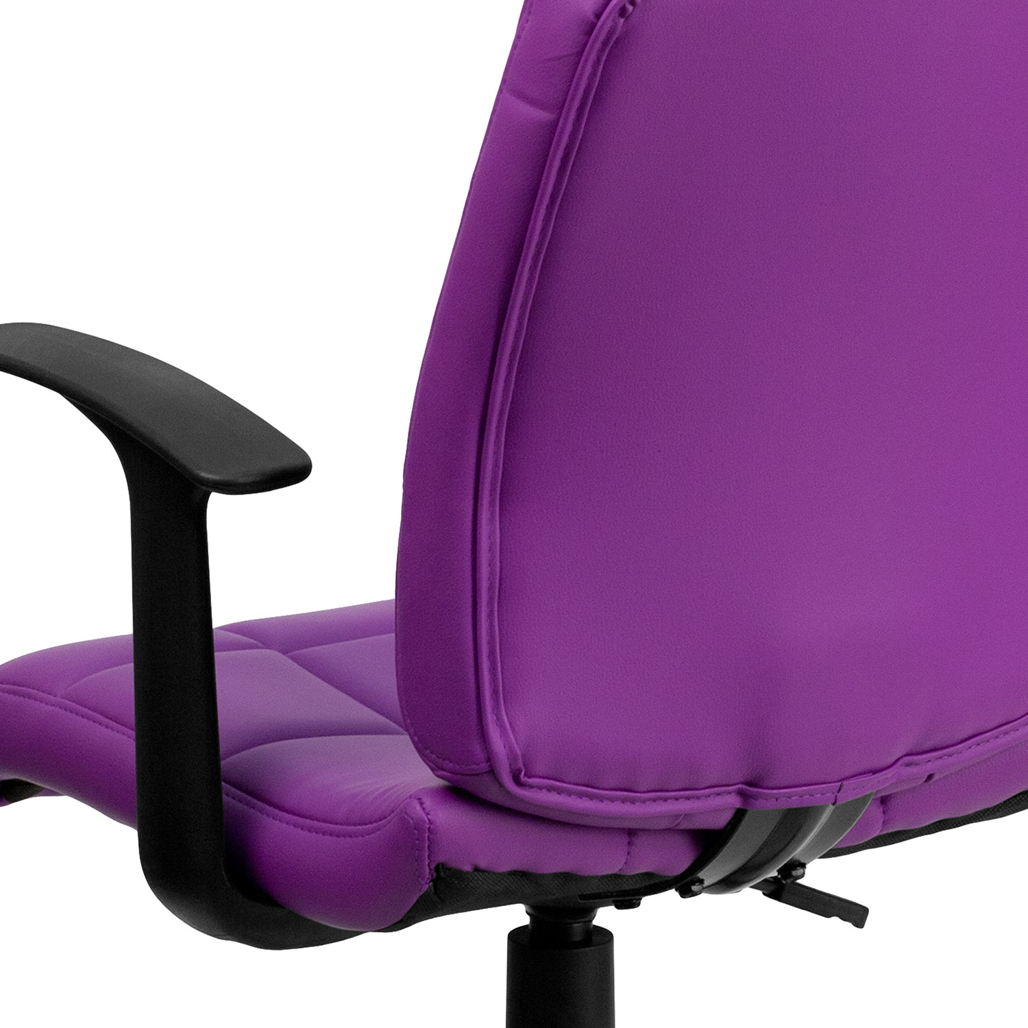 BLNK Clayton Vinyl Mid-Back Quilted Swivel Task Office Chair - Purple, with Arms