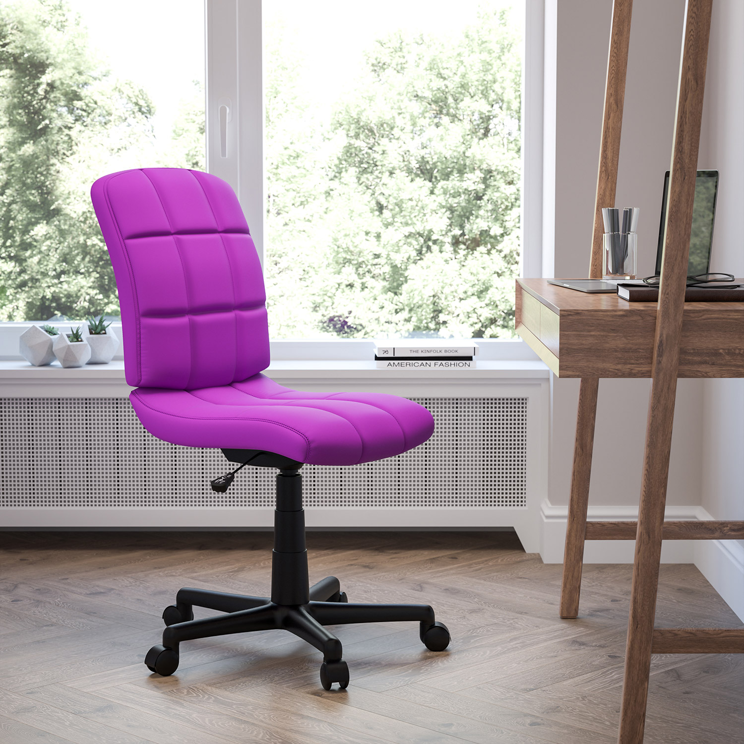 BLNK Clayton Vinyl Mid-Back Quilted Swivel Task Office Chair