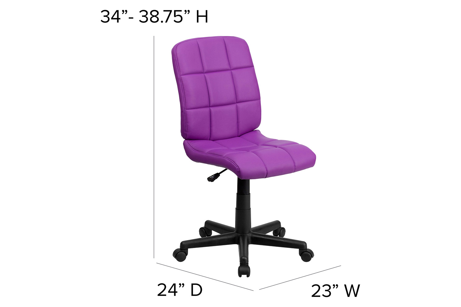 BLNK Clayton Vinyl Mid-Back Quilted Swivel Task Office Chair - Purple