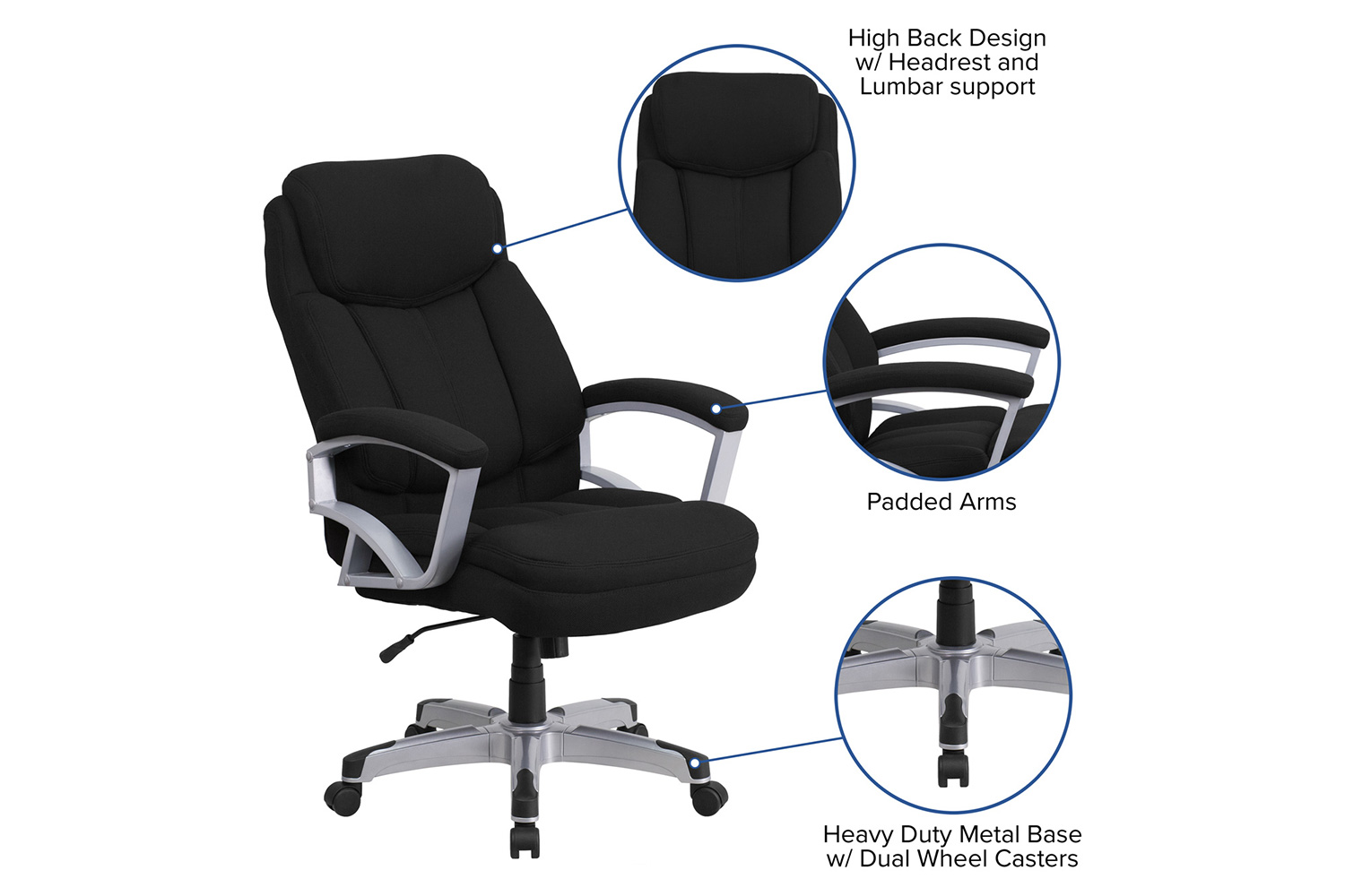 BLNK - HERCULES Series Fabric Executive Swivel Ergonomic Office Chair with Arms