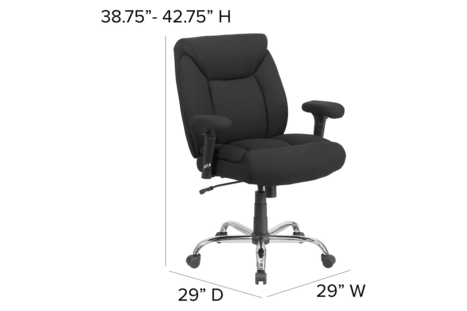 BLNK - HERCULES Series Fabric Deep Tufted Swivel Ergonomic Task Office Chair with Adjustable Arms